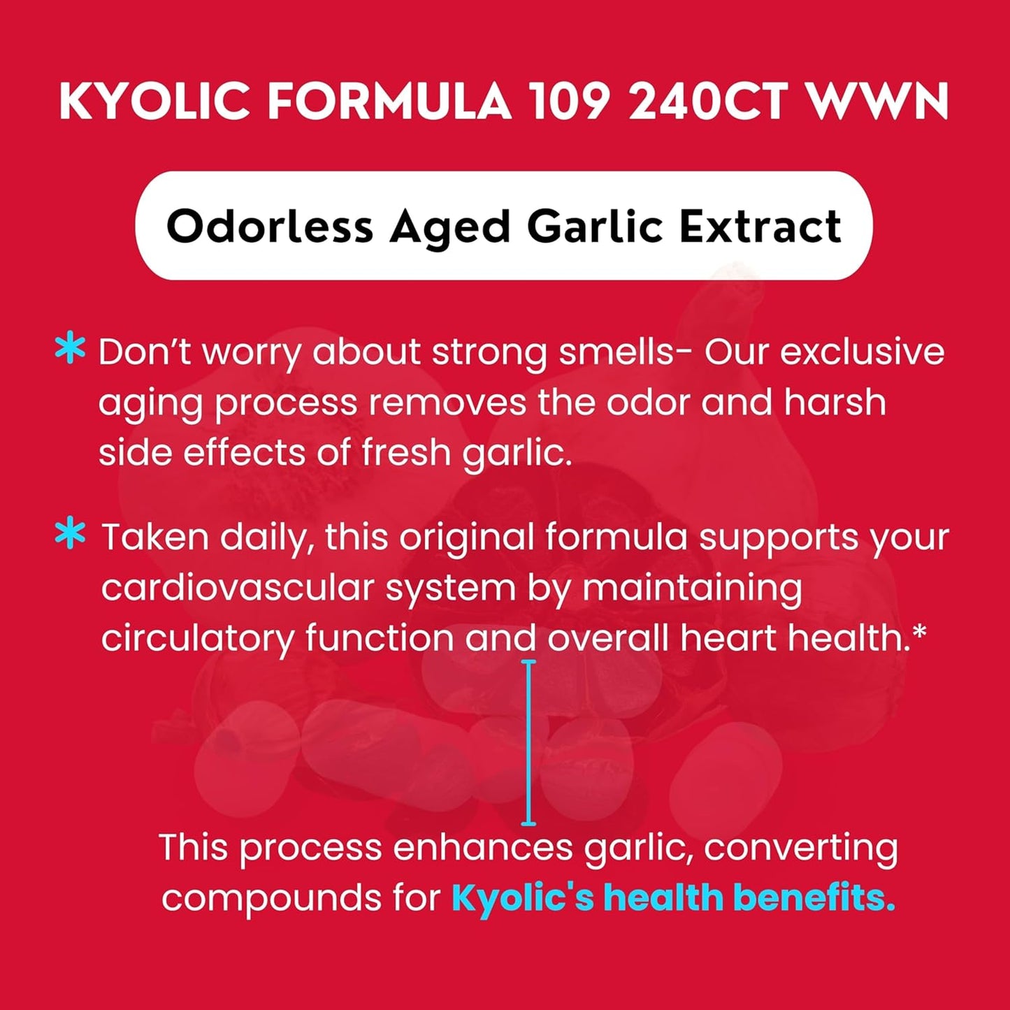 Kyolic Aged Garlic Extract Formula 109 Bundle with Blood Pressure Health Capsules and Multi-Purpose Key Chain