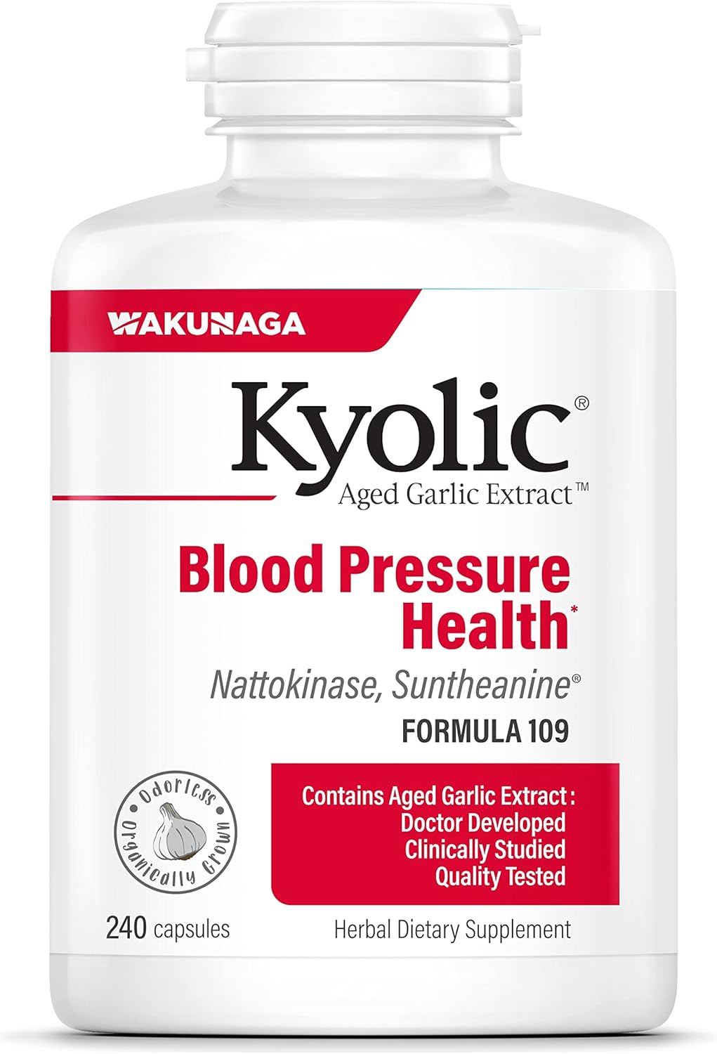 Kyolic Aged Garlic Extract Formula 109 for Blood Pressure Health - 240 Capsules