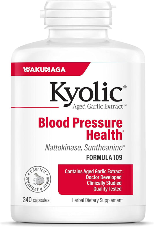 Kyolic Aged Garlic Extract Formula 109 for Blood Pressure Health - 240 Capsules