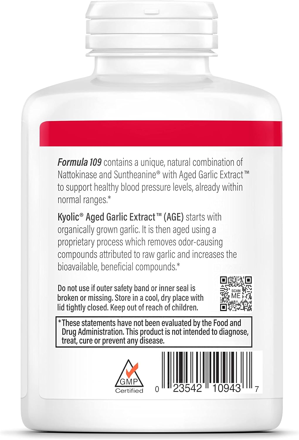 Kyolic Aged Garlic Extract Formula 109 for Blood Pressure Health - 240 Capsules