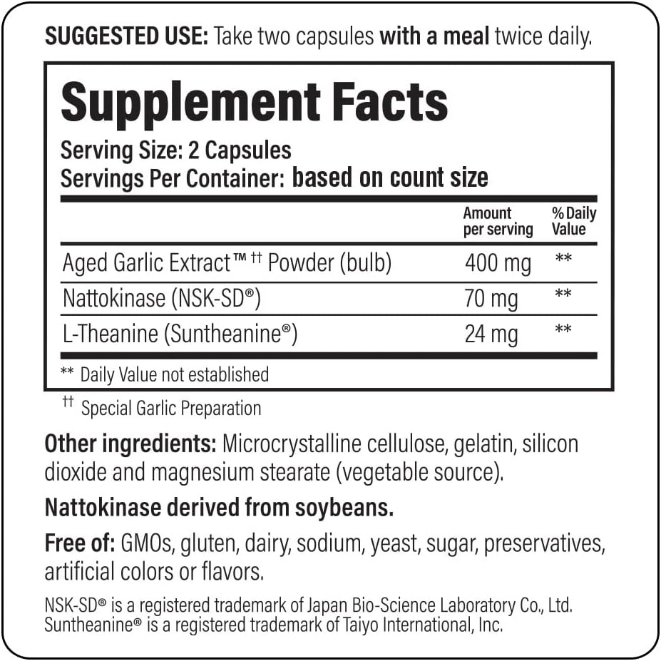 Kyolic Aged Garlic Extract Formula 109 for Blood Pressure Health - 240 Capsules