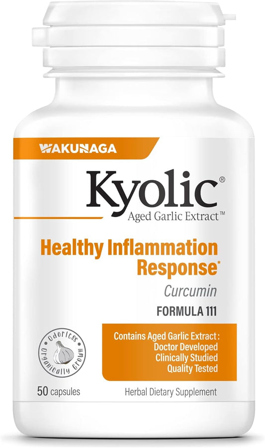 Kyolic Aged Garlic Extract Formula 111 Capsules for Healthy Inflammation Response - 50 Count