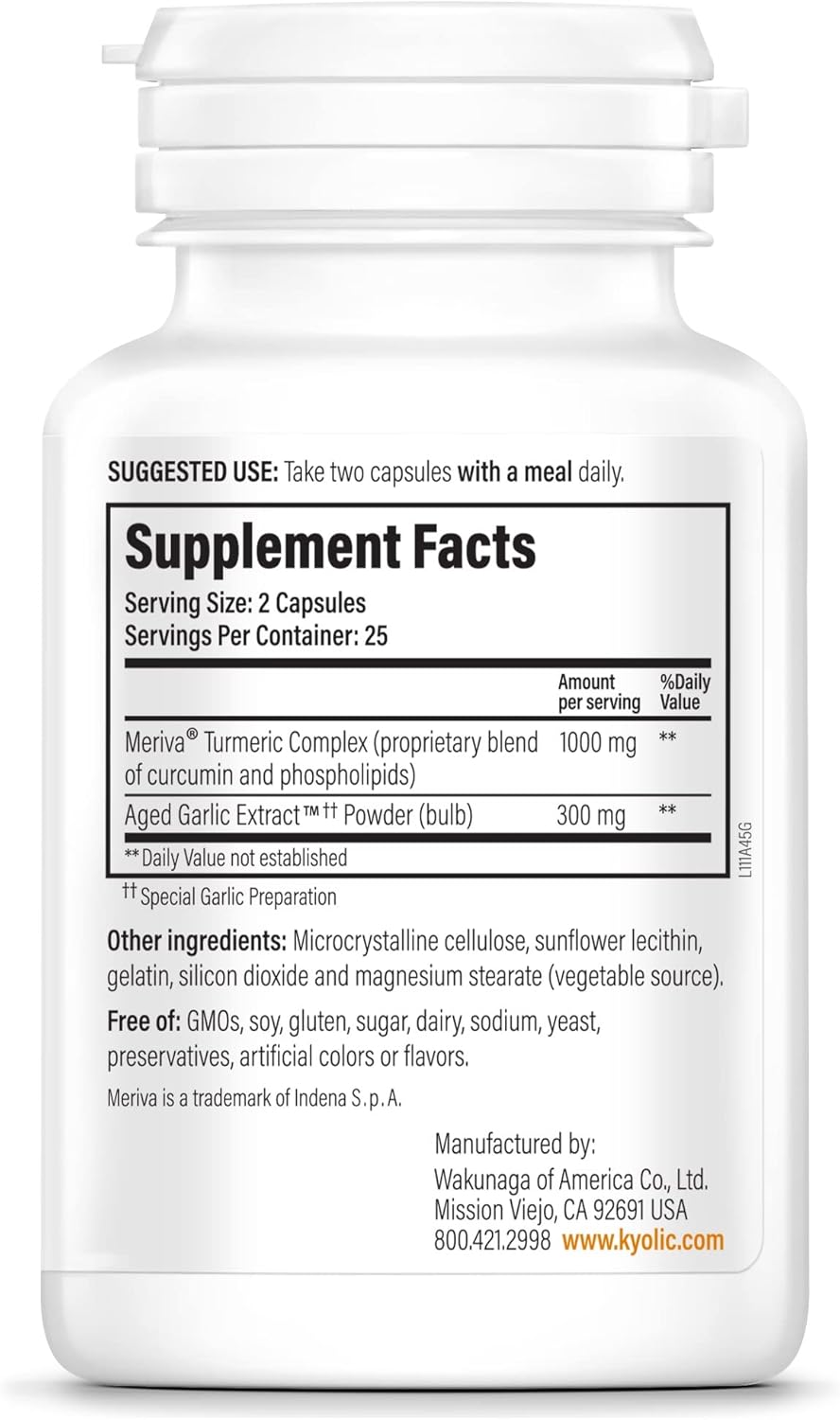 Kyolic Aged Garlic Extract Formula 111 Capsules for Healthy Inflammation Response - 50 Count