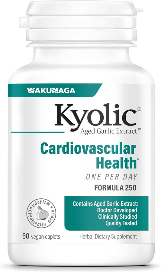Kyolic Aged Garlic Extract Formula 250, Cardiovascular Health Support, 60 Vegan Capsules, One Daily