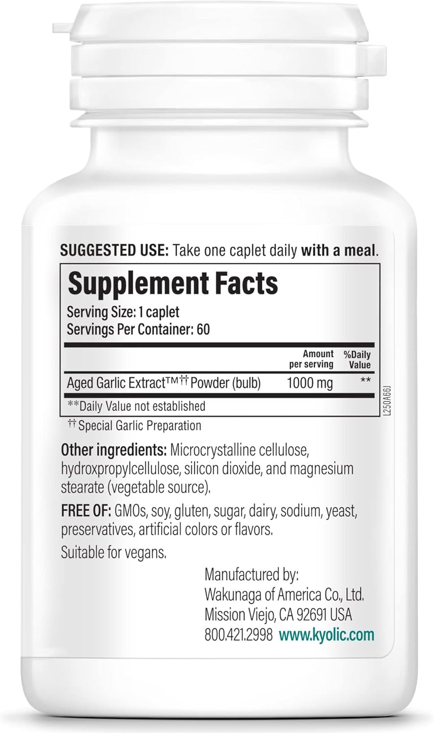 Kyolic Aged Garlic Extract Formula 250, Cardiovascular Health Support, 60 Vegan Capsules, One Daily