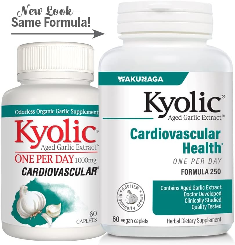 Kyolic Aged Garlic Extract Formula 250, Cardiovascular Health Support, 60 Vegan Capsules, One Daily