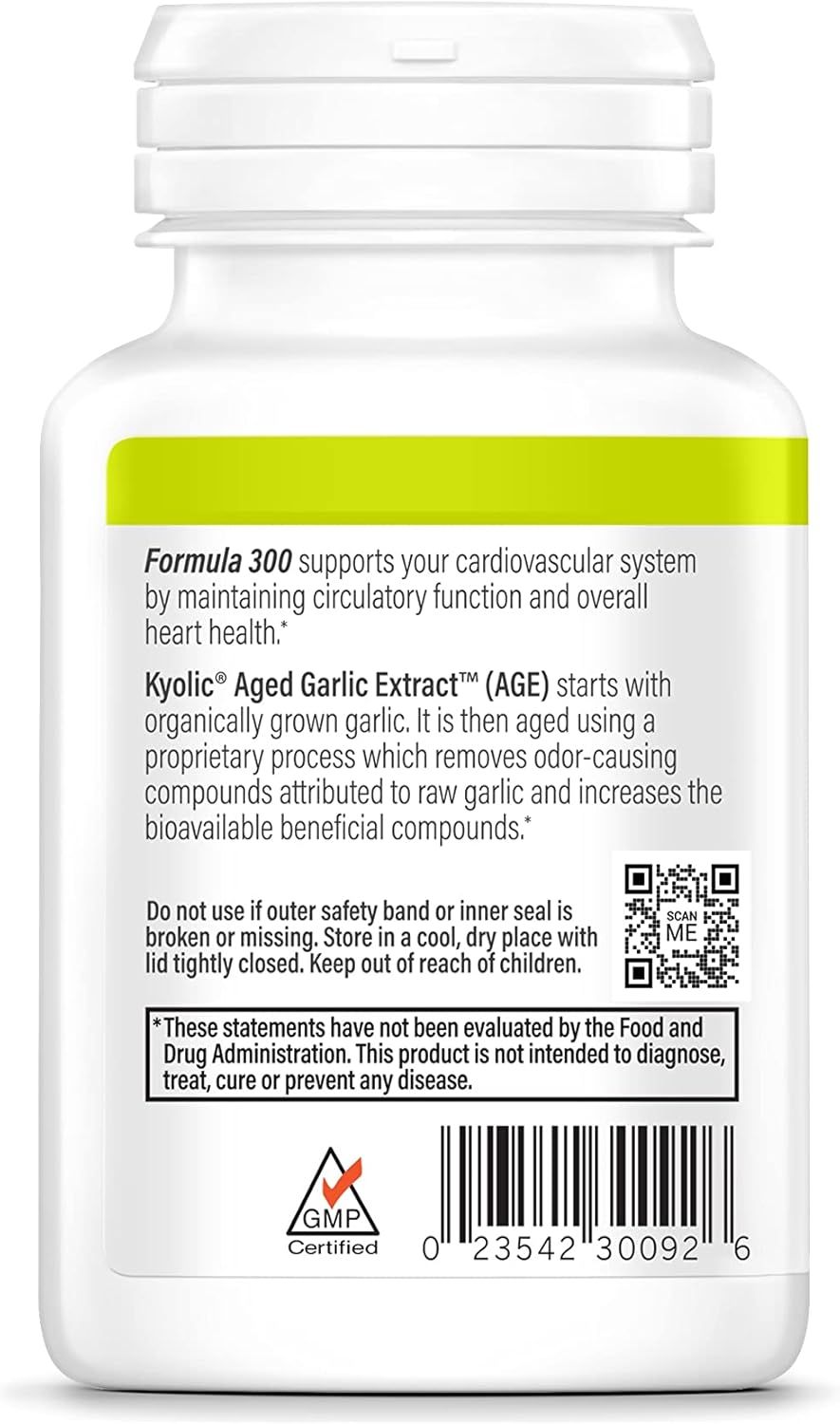 Kyolic Aged Garlic Extract Formula 300 Vegan Capsules - 120 Count