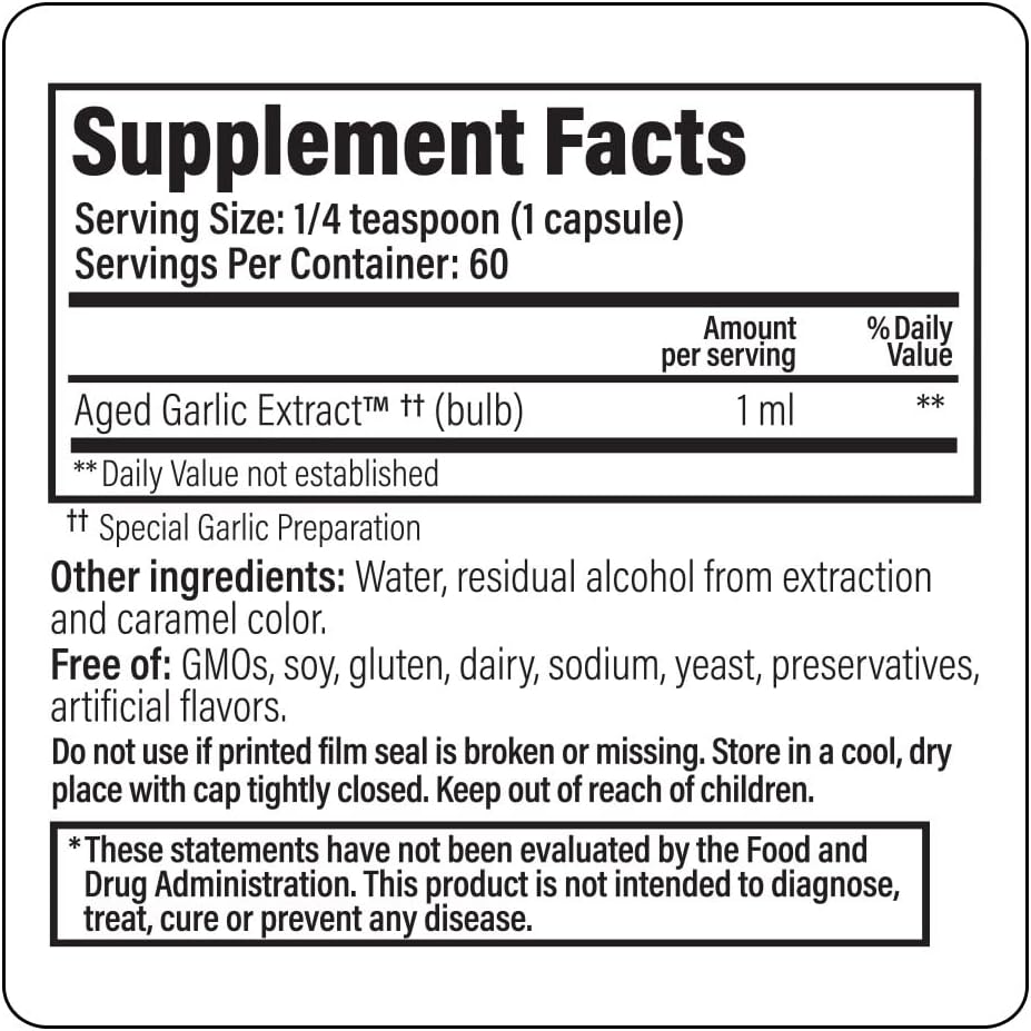 Kyolic Aged Garlic Extract Liquid - Vegetarian Cardiovascular Support - 2 Ounces