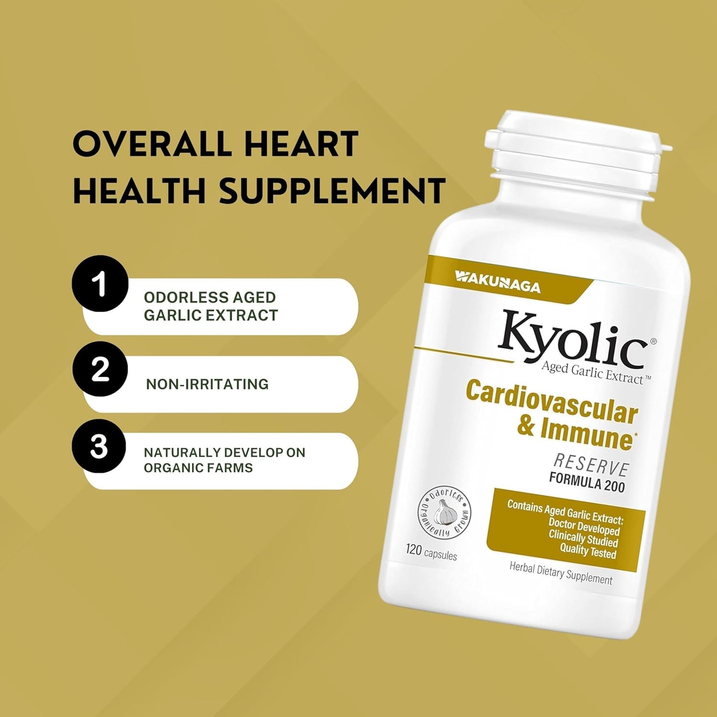 Kyolic Aged Garlic Extract Nutrition Bundle for Cardiovascular & Immune Support - Includes Reserve Formula 200 Capsules, 120 Count Capsules, and Multi-Purpose Key Chain