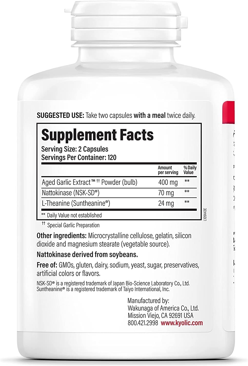 Kyolic Formula 109 Aged Garlic Extract Capsules - 240 Count Bottle