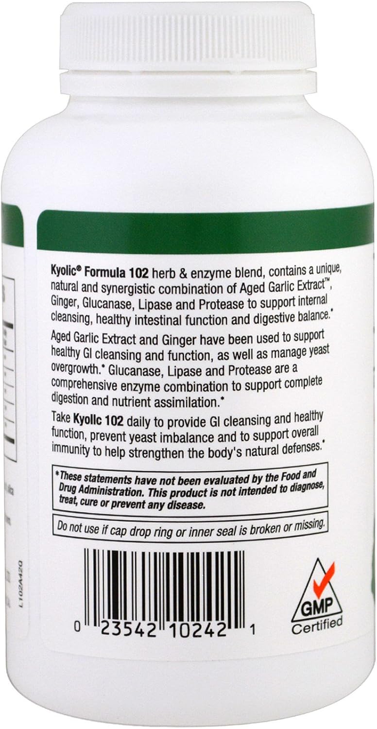 Kyolic Garlic Supplement with Enzymes - 200 Vegetarian Capsules