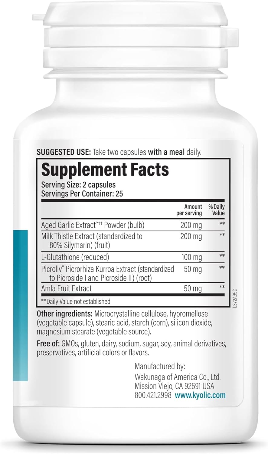 Kyolic Specialty Series Liver Support Detox Cleanse 50 Vegan Capsules - Natural Liver Health Supplement