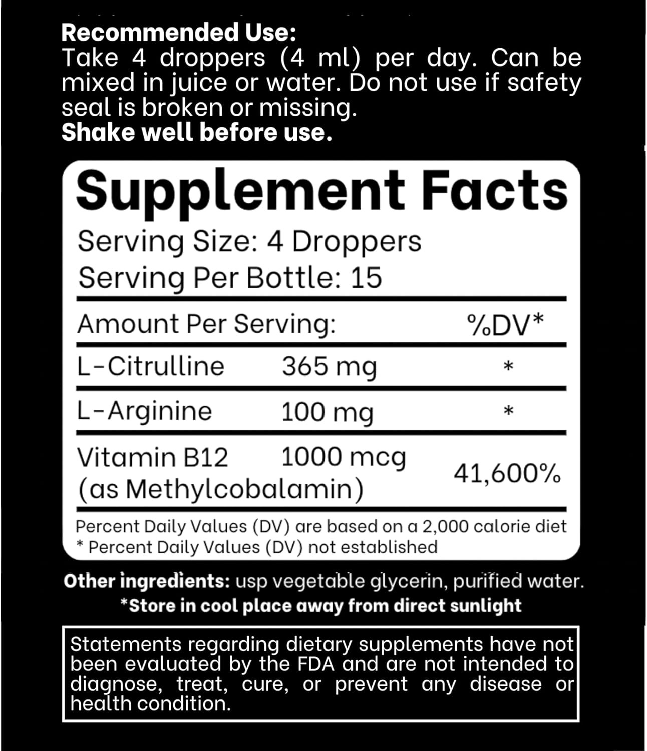 L-Arginine + L-Citrulline Liquid Drops with Vitamin B12 - Citrus Berry Flavor, 2 fl oz (60 ml) x 2 - Fast Absorption & Easy-to-Use
