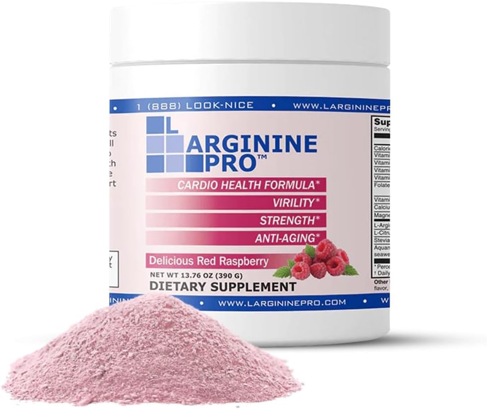 L-ARGININE PRO Raspberry Powder Supplement | 5,500mg L-arginine & 1,100mg L-Citrulline | 3 Jars