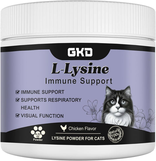 L-Lysine Powder for Cats - Immune and Eye Health Supplement, Reduces Eye Discharge, Alleviates Sneezing