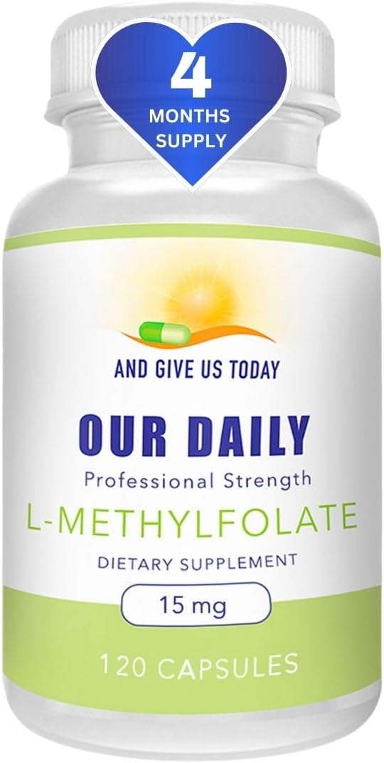 L-Methylfolate 15 mg Maximum Strength Folate Capsules, 5-MTHF, Gluten-Free, Non-GMO, Vegetarian (4 Months Supply)