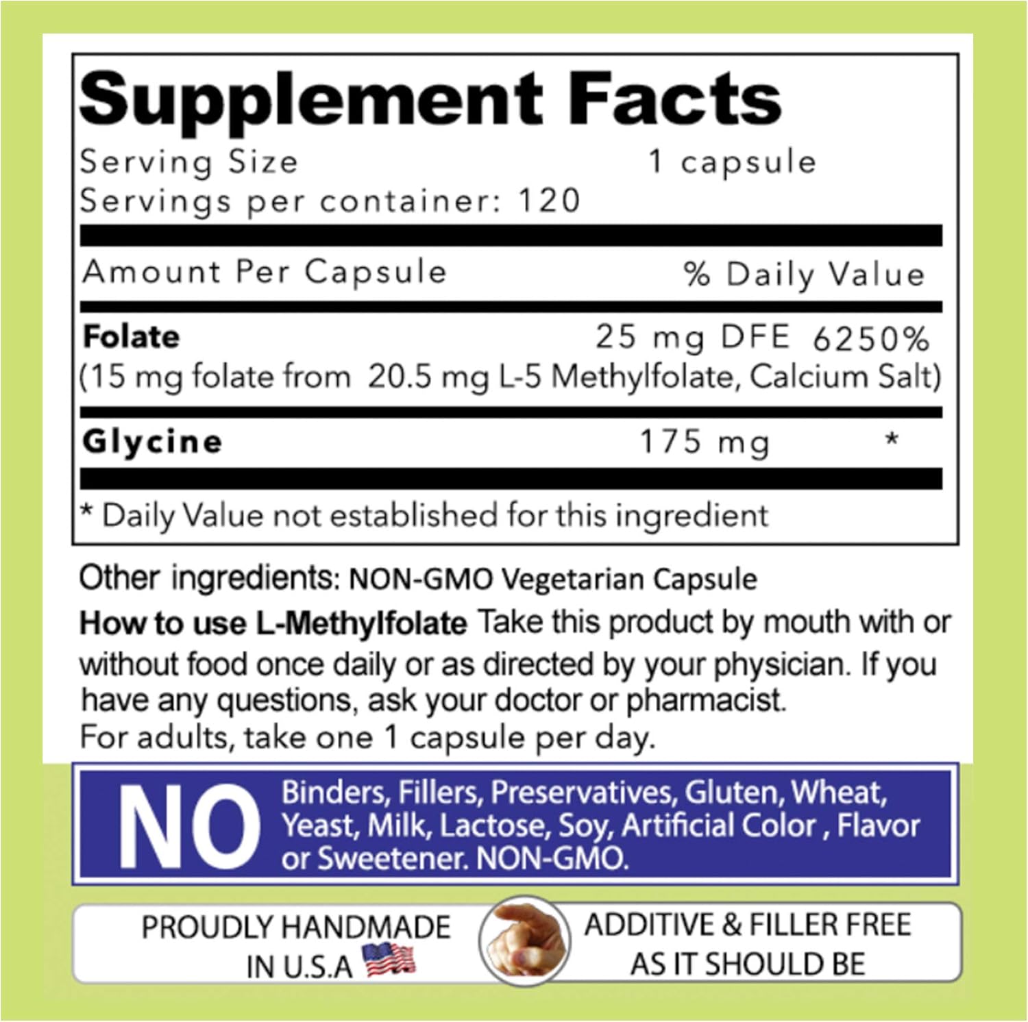L-Methylfolate 15 mg Maximum Strength Folate Capsules, 5-MTHF, Gluten-Free, Non-GMO, Vegetarian (4 Months Supply)