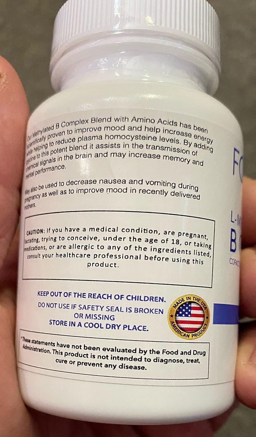 L-Methylfolate B12 B6 Blend Capsules - FolateMaxx FolateMaxx 15mg - Active B-Complex with Cofactors & Amino Acids - Non GMO, Gluten Free