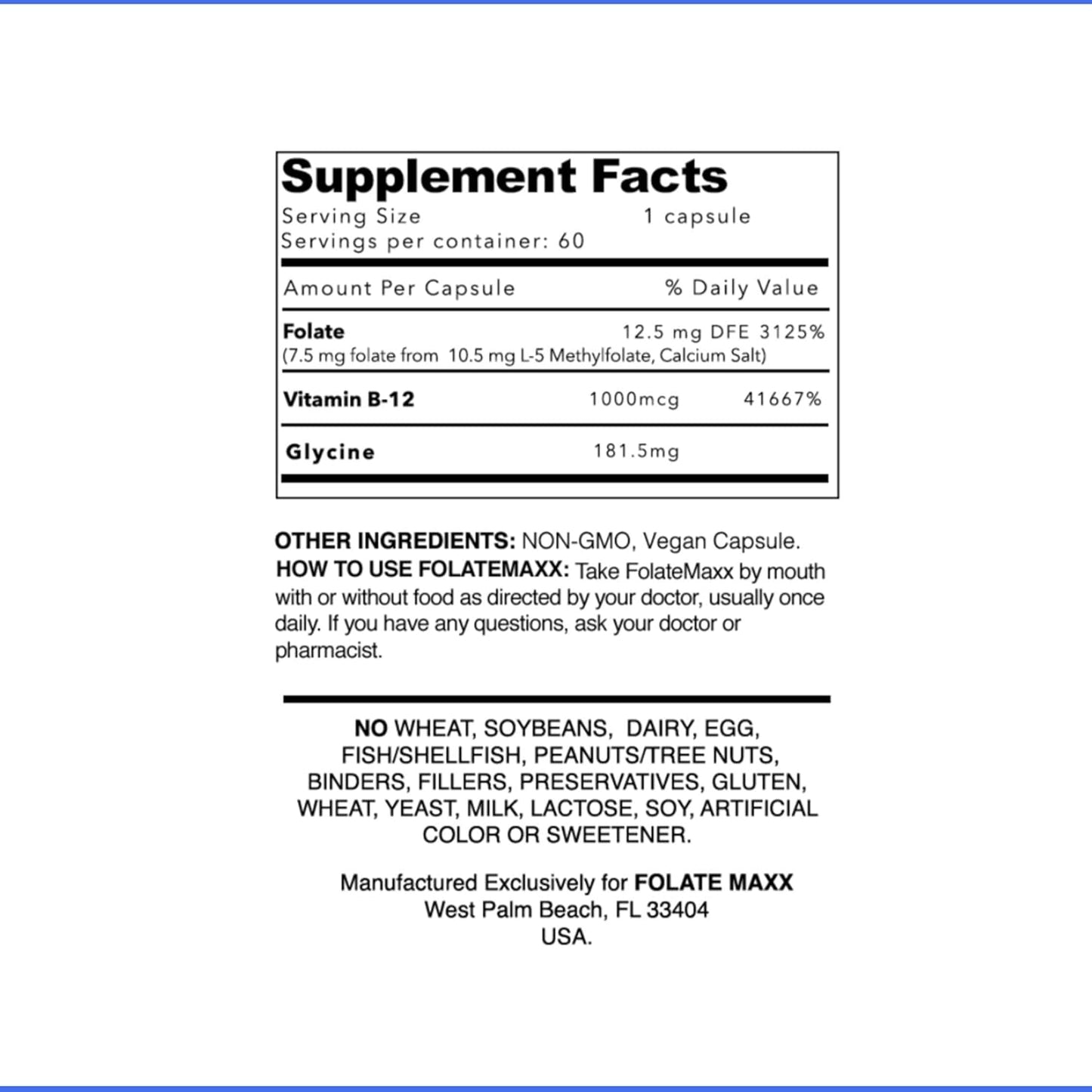 L-Methylfolate & Methylcobalamin Blend 7.5mg - 60 Capsules - Folic Acid & B12 Supplement - Non GMO, Gluten Free - Men & Women
