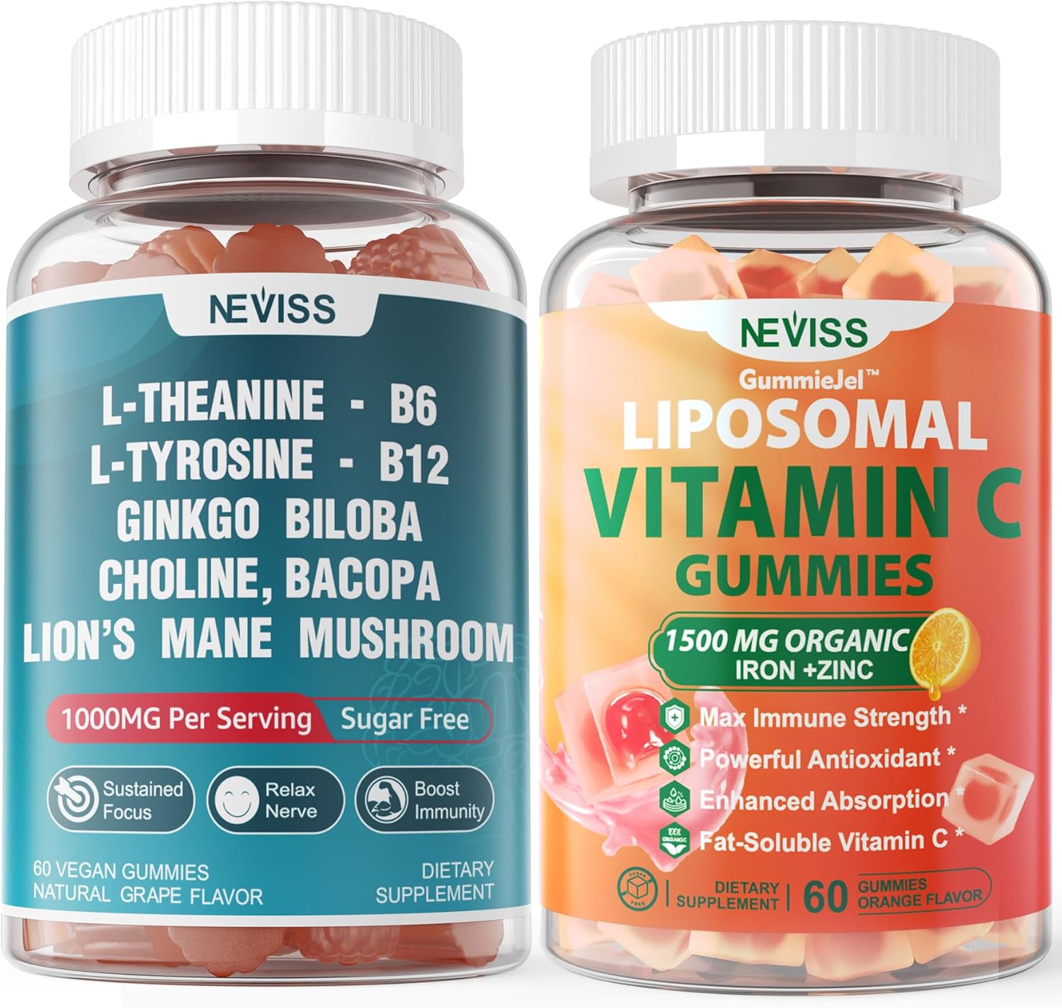 L-Tyrosine Gummies with Liposomal Vitamin C - 1000mg Immune Support Formula
