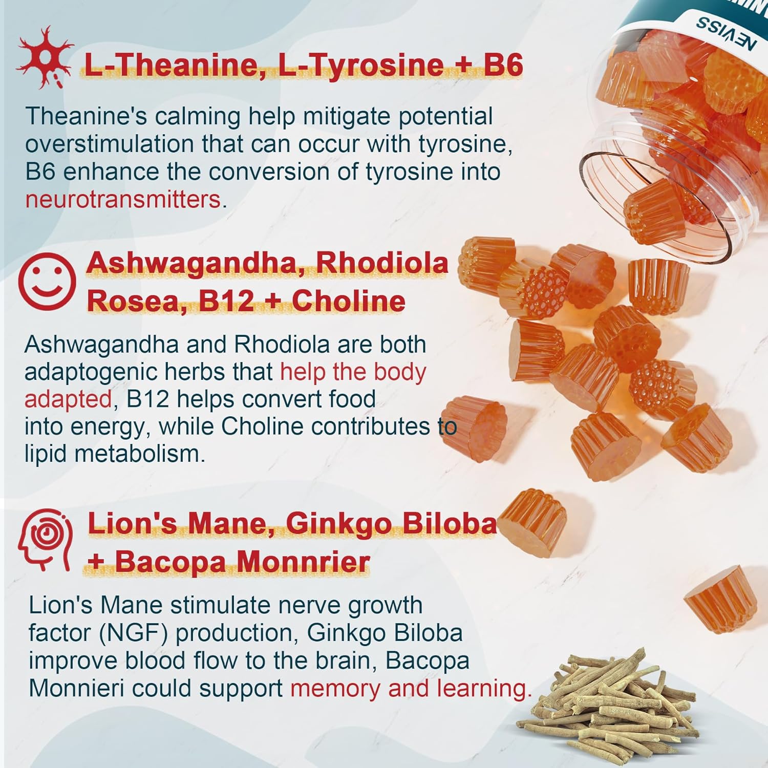 L-Tyrosine Gummies with Liposomal Vitamin C - 1000mg Immune Support Formula