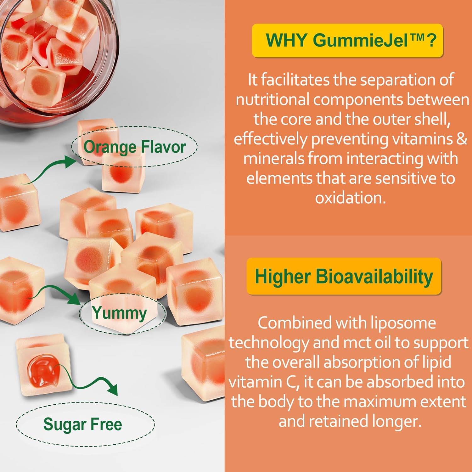 L-Tyrosine Gummies with Liposomal Vitamin C - 1000mg Immune Support Formula