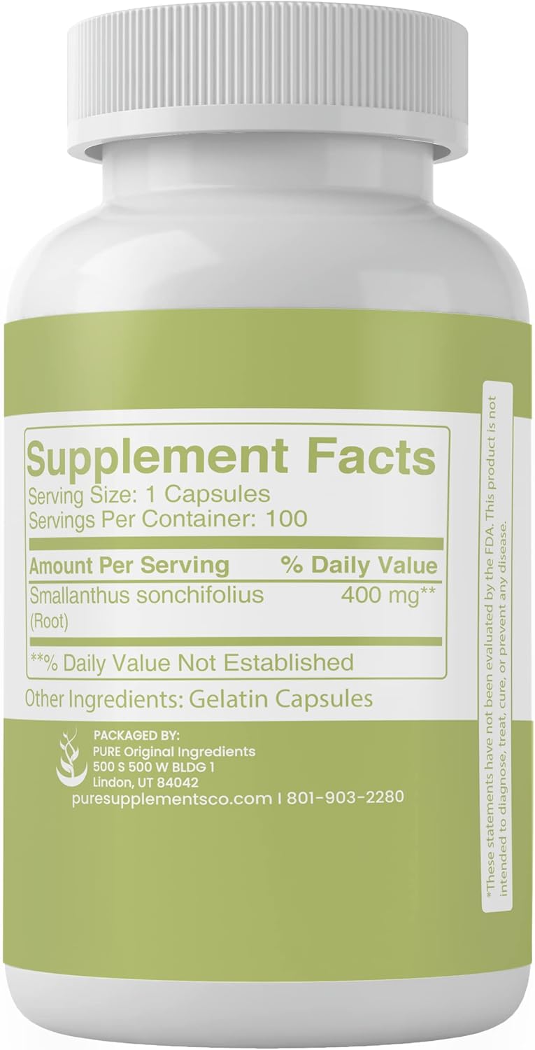 Lab Verified Yacon Root Capsules - 100 Count, Pure Original Ingredients, No Additives or Fillers - BoostGo Australia