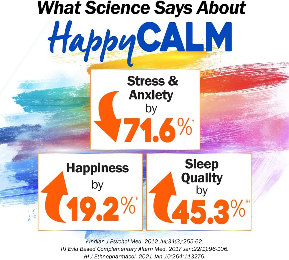 LABO Nutrition Happy Calm Capsules with KSM-66 Ashwagandha & Saffron for Stress Relief, Cognitive Health, Immune Support, Quality Sleep - 90 Vegan Capsules