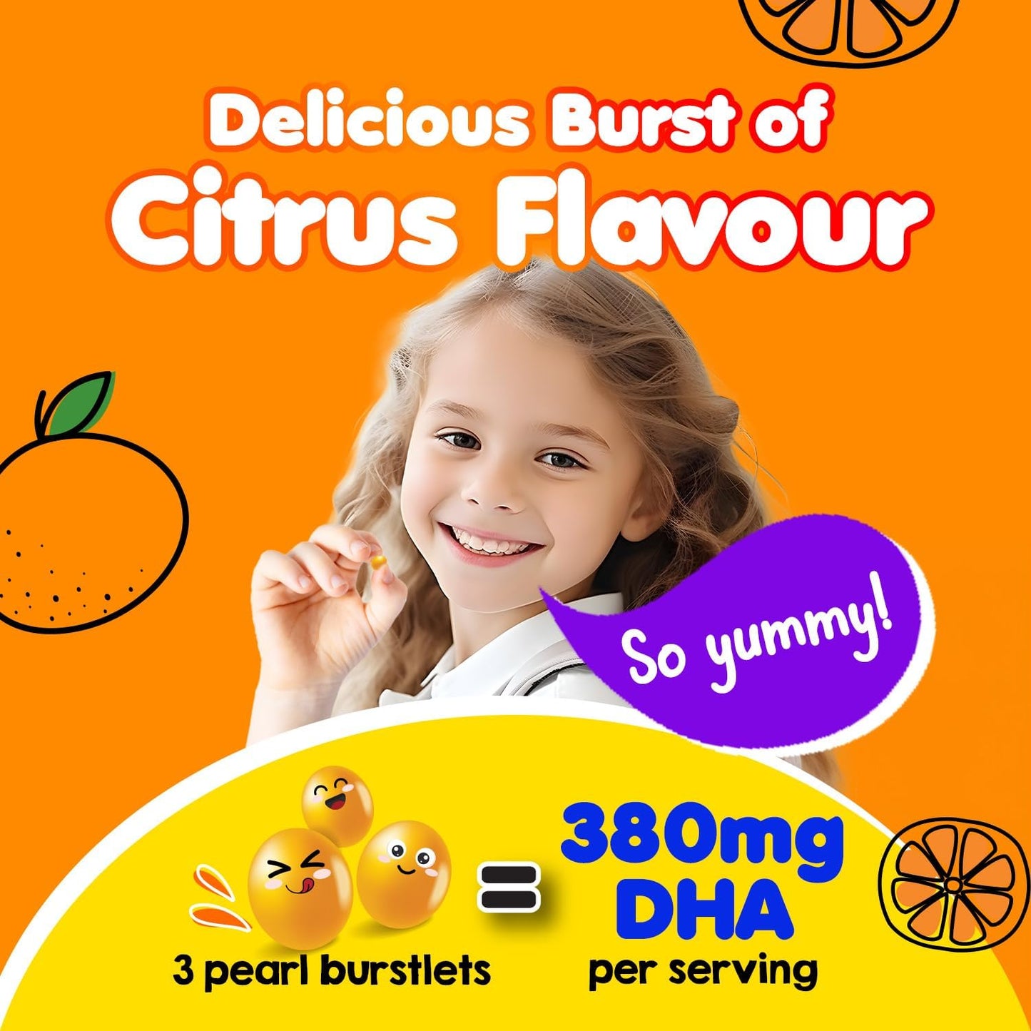 LABO Nutrition Kids Brain & Bones Chewable Burstlet - Gluten Free Omega 3 DHA Fish Oil with Vitamin D3 & K2 for Stronger Bones & Behavioral Management