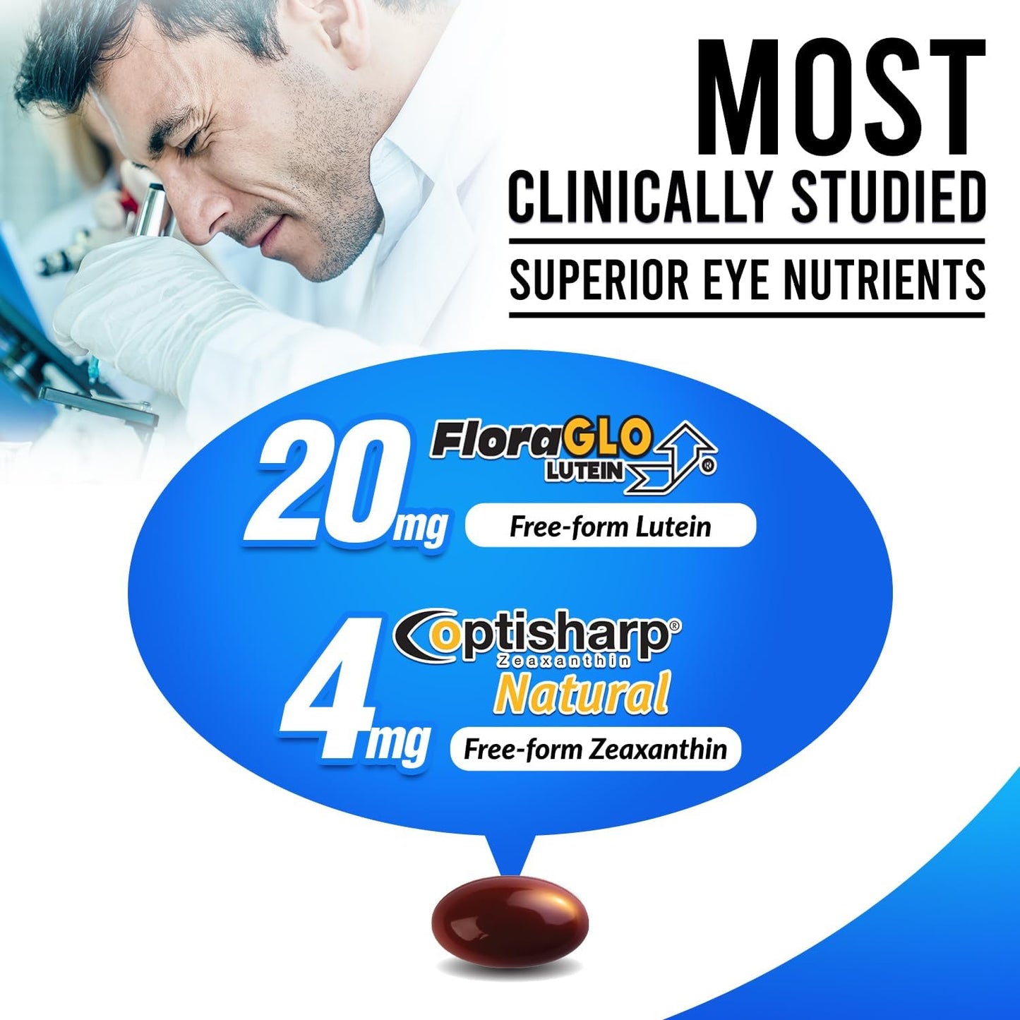 LABO Nutrition VisionREGAIN Softgels - Enhanced Absorption, 20mg Lutein, Zeaxanthin, Krill Oil, Astaxantin for Eye Health