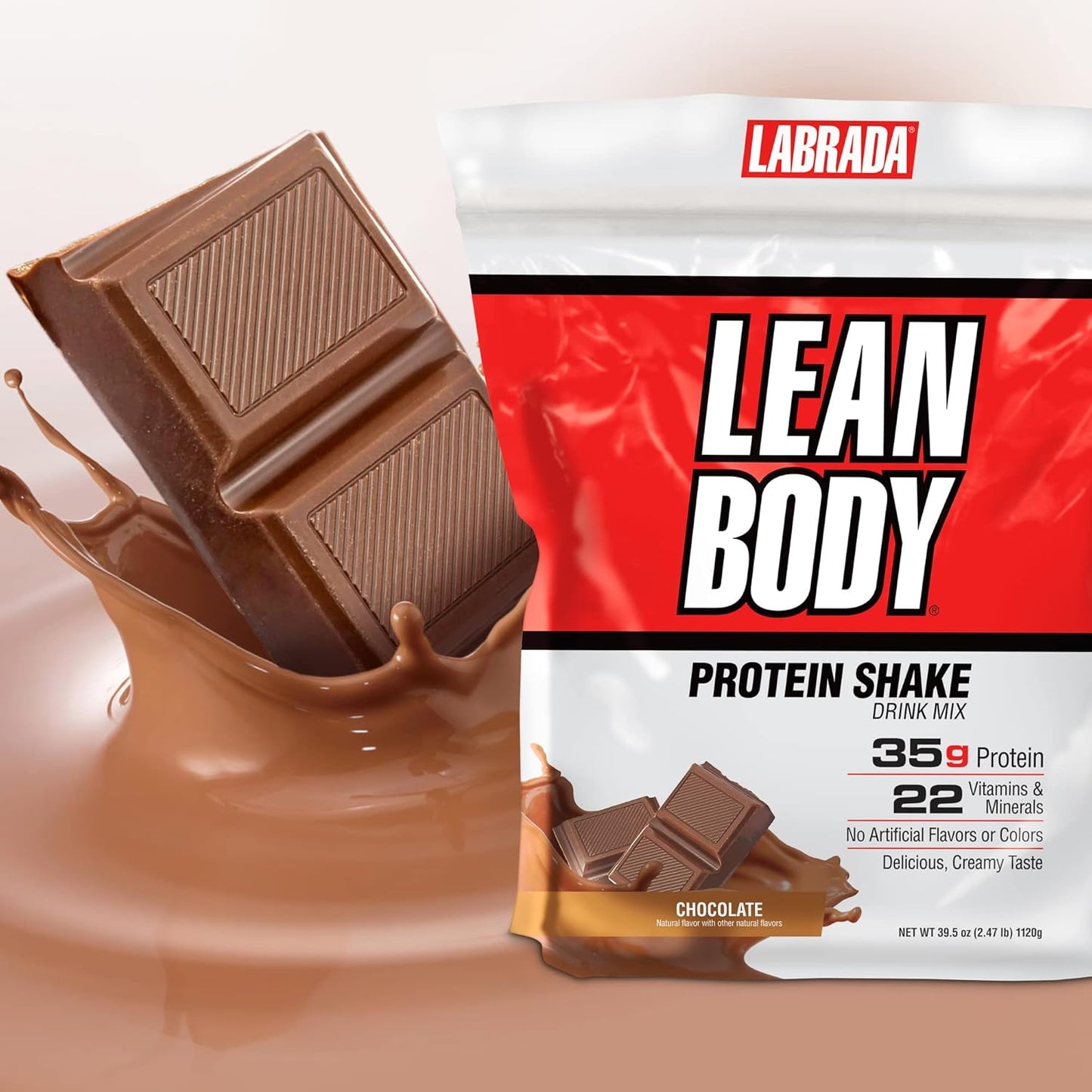 Labrada Nutrition Lean Body Chocolate Hi-Protein Meal Replacement Shake - 2.47 lb Tub
