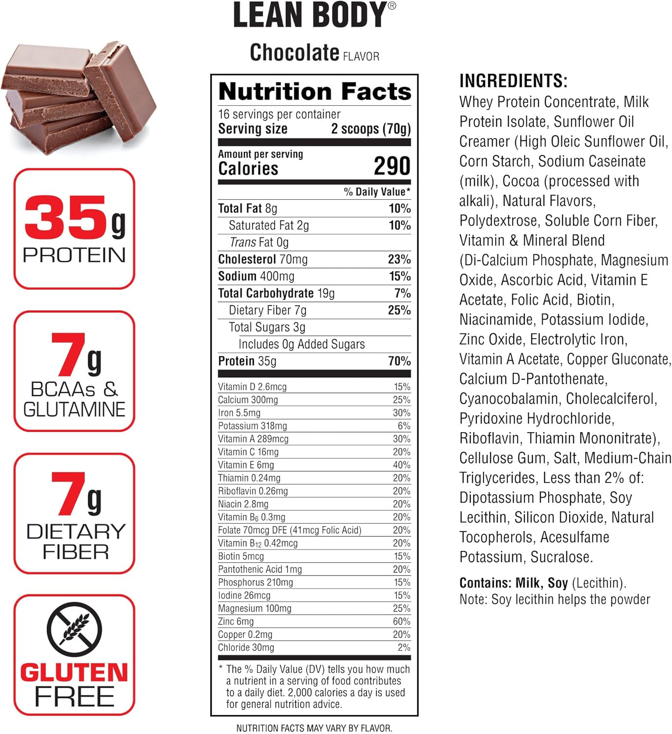 Labrada Nutrition Lean Body Chocolate Hi-Protein Meal Replacement Shake - 2.47 lb Tub
