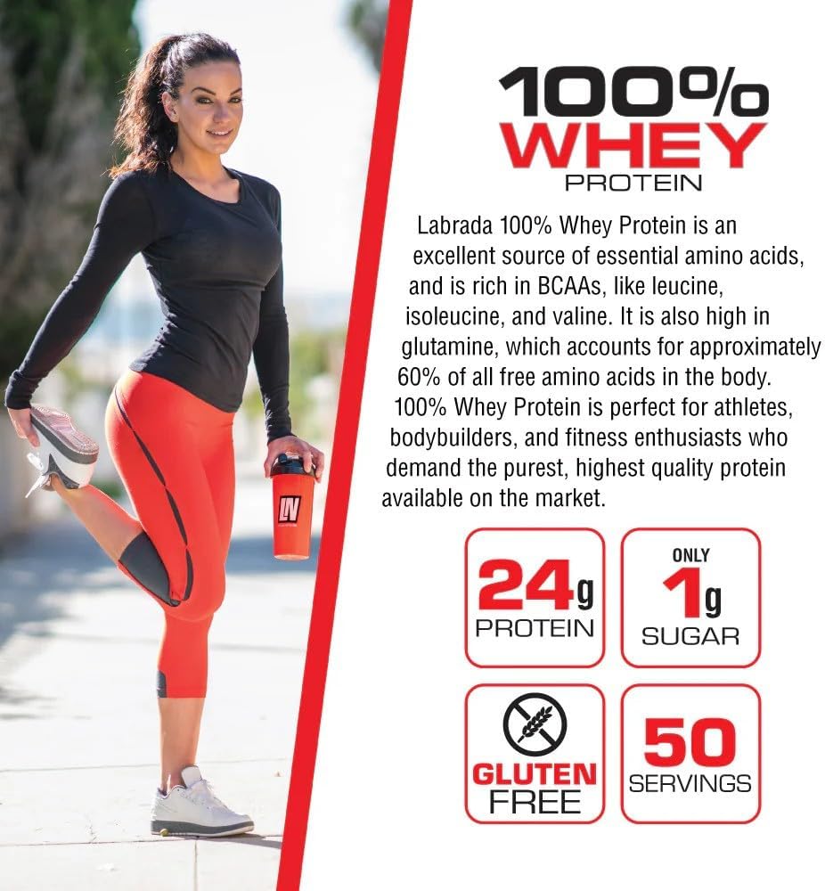 Labrada Nutrition Strawberry 100% Whey Protein Powder - 4.13 lb Jar