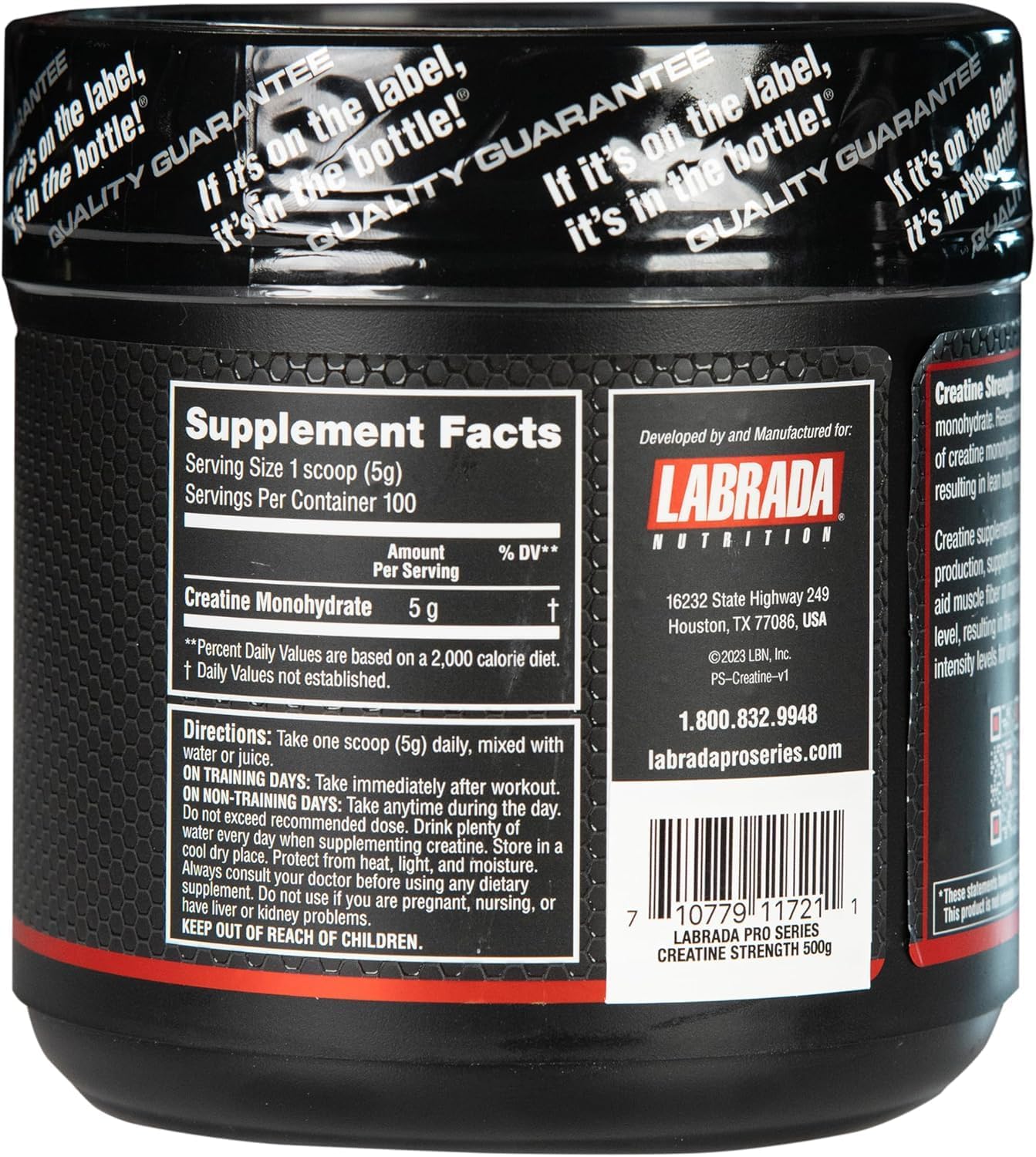 Labrada Pro Series Creatine Strength - 100 Servings, 500g Jar - Muscle Building Supplement