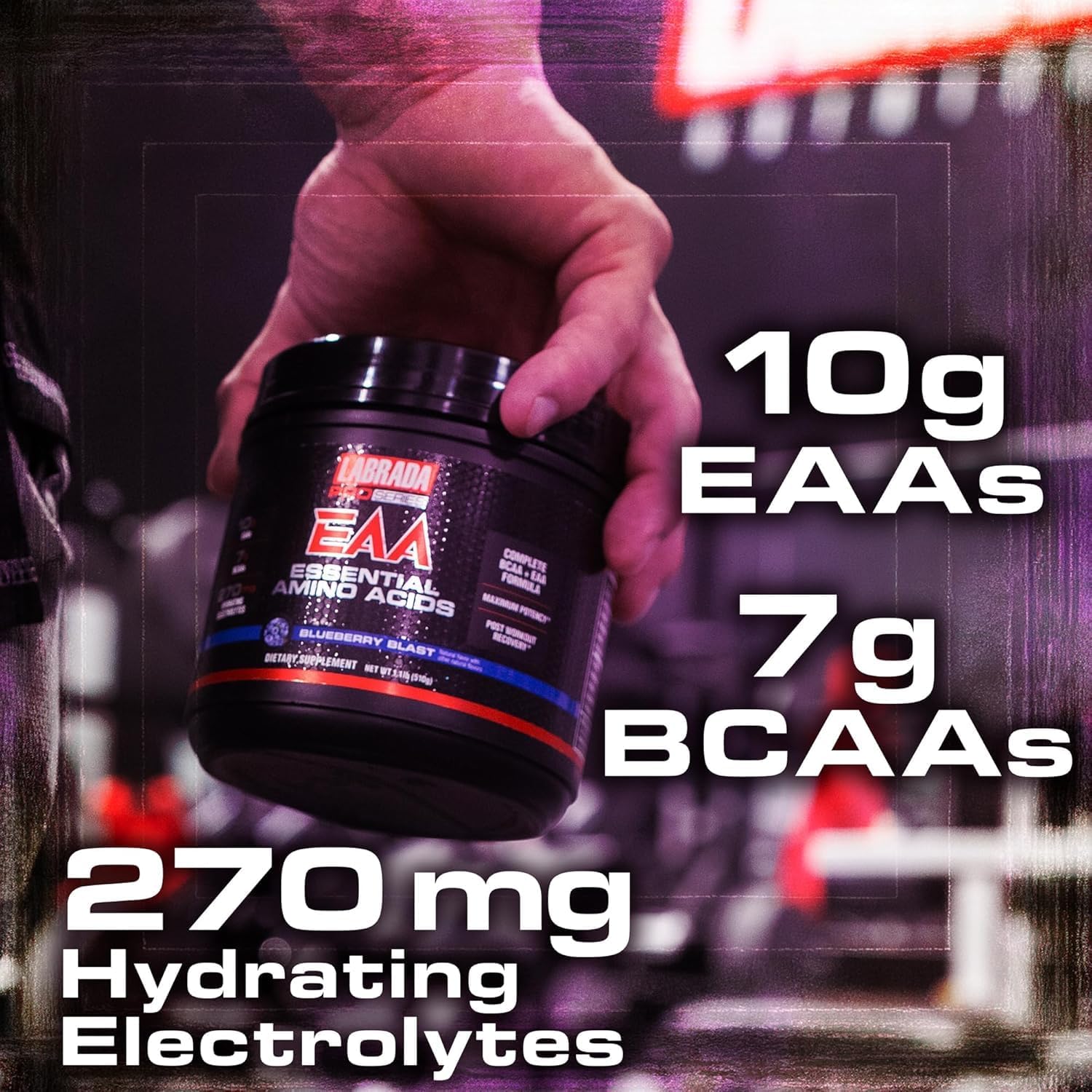 Labrada Pro Series EAA Hydrating Formula with 10g BCAAs, 7g EAAs, 270mg Electrolytes - Blueberry Blast