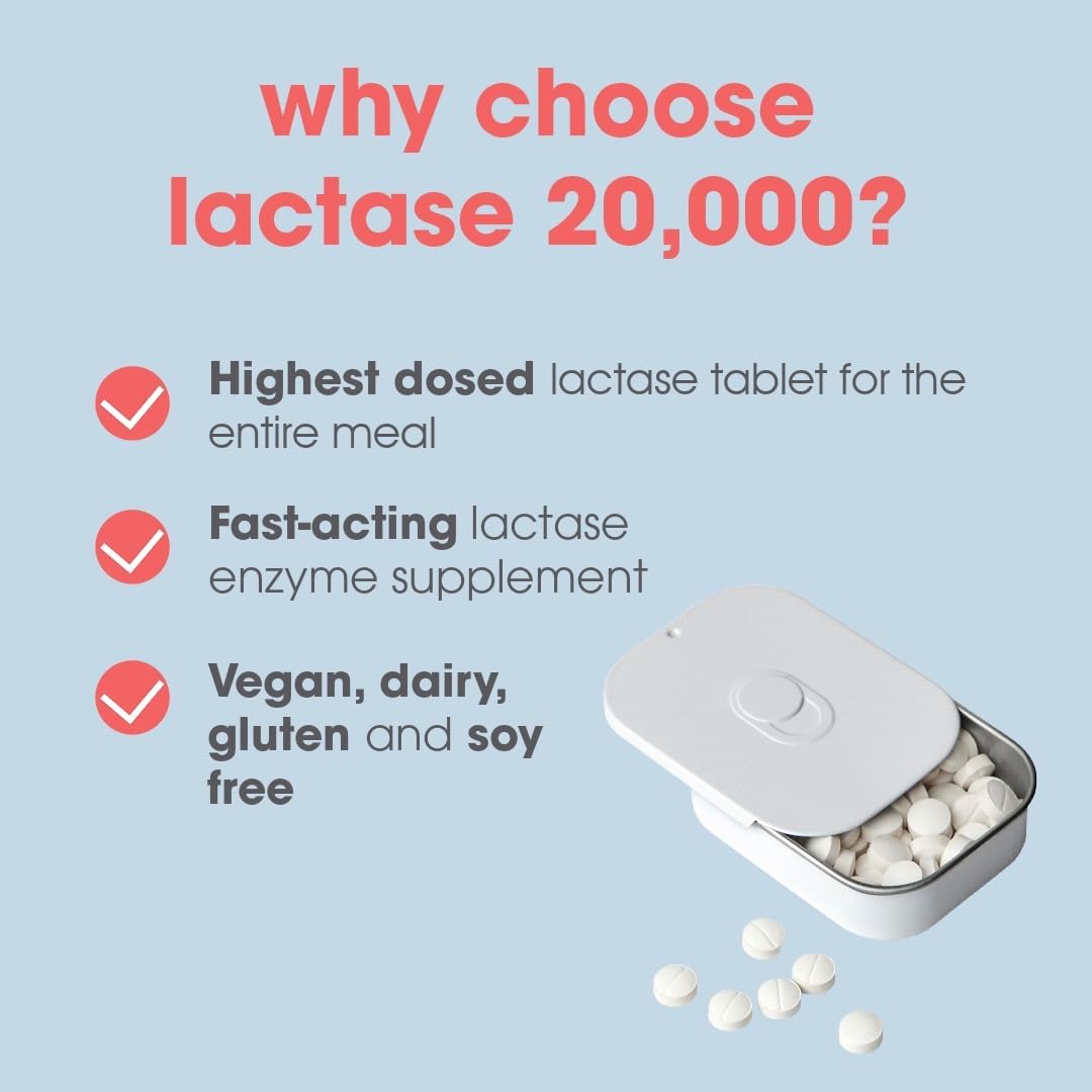 Lactase Digestive Enzymes Testpack - 20,000 Units | 6 Tablets for Lactose Intolerance | Fast Acting Vegan Supplement
