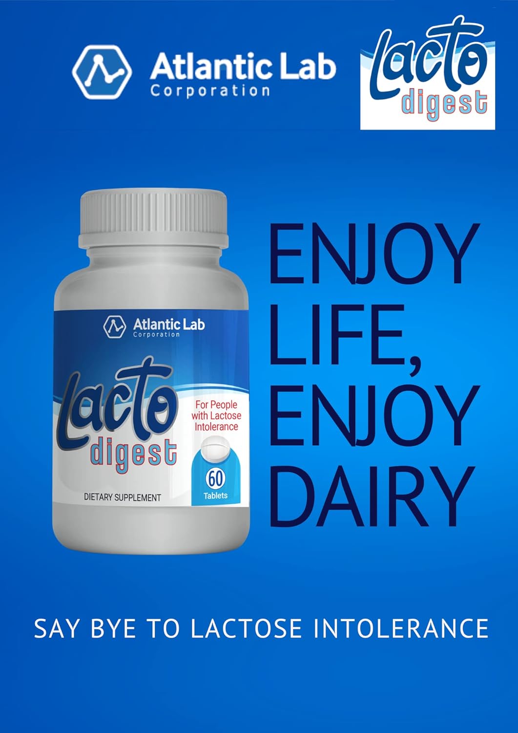 LactoDigest Fast & Strong Natural Lactose Intolerance Relief - 9000 FCC Lactase Enzyme - 60 Capsules - Relieves Digestive Discomfort