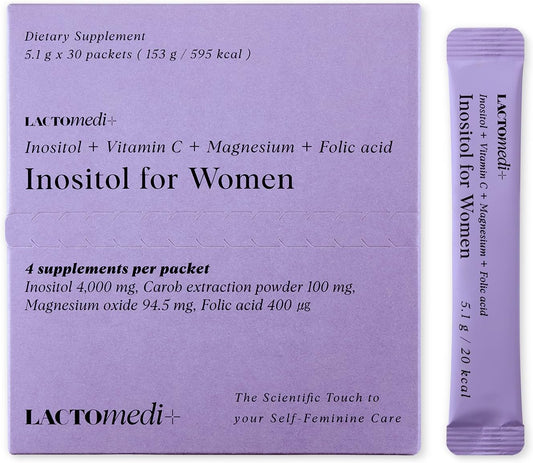 LACTOMEDI Inositol for Women | Hormone Balance & Fertility Support | Progesterone Increase | 40:1 Ratio | Myo-Inositol 4000mg D-Chiro-Inositol 100mg | 30 Day Supply