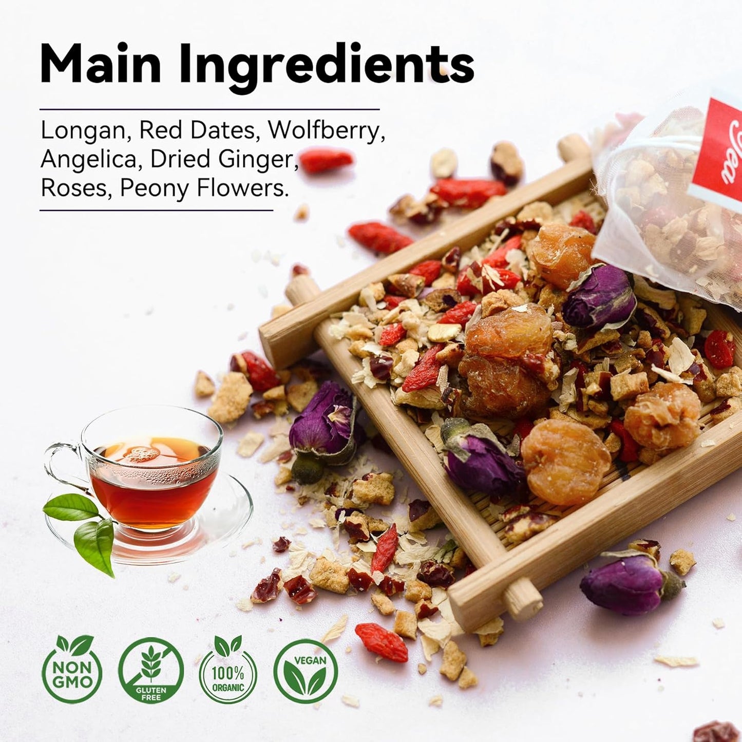 Laicuherb Natural Fertility Tea for Women - Hormone Balance, Womb Detox, PCOS Support - 10 Teabags