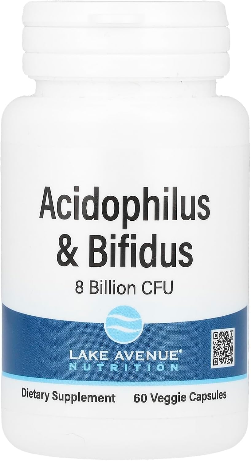 Lake Avenue Nutrition Probiotic Blend with Acidophilus and Bifidus, 8 Billion CFU, 60 Vegetarian Capsules