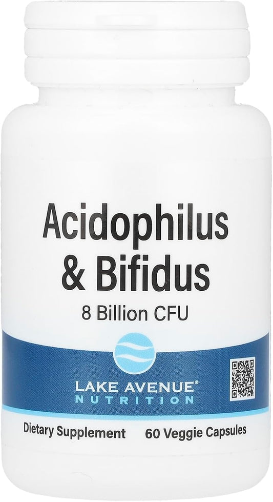 Lake Avenue Nutrition Probiotic Blend with Acidophilus and Bifidus, 8 Billion CFU, 60 Vegetarian Capsules