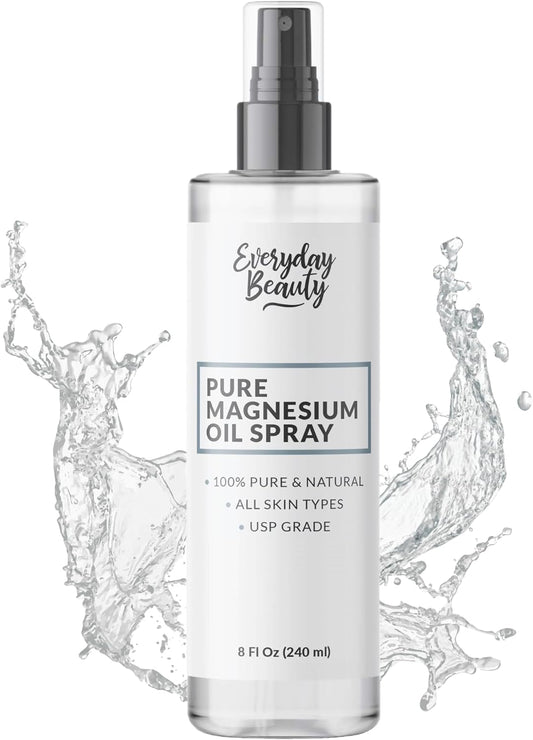 Large 8oz Pure Magnesium Oil Spray - 100% Natural USP Grade - Made in USA - Beauty Inside and Out