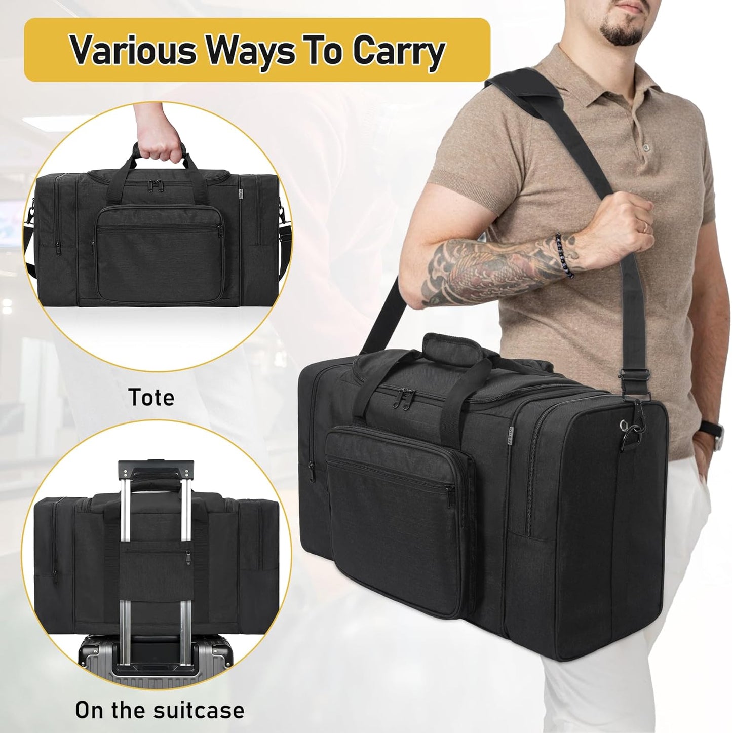 Large Black Bowling Bag for Balls, Accessories, and Shoes - Fits Mens Size 14 - WELIDAY