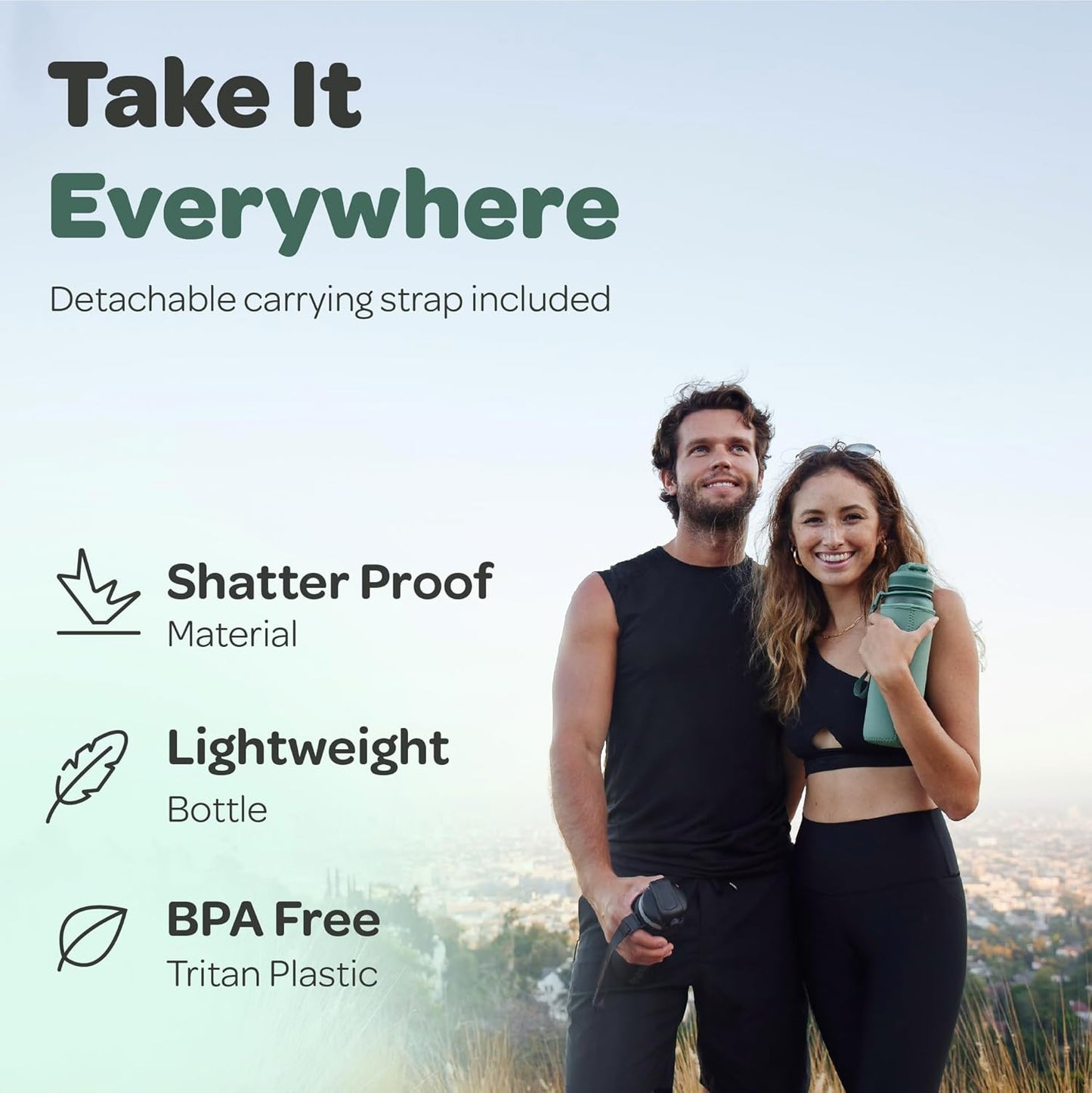 Large BPA-Free Hydracy Water Bottle with Time Marker and Fruit Infuser Strainer - Leak Proof Gym Bottle for Fitness and Outdoors