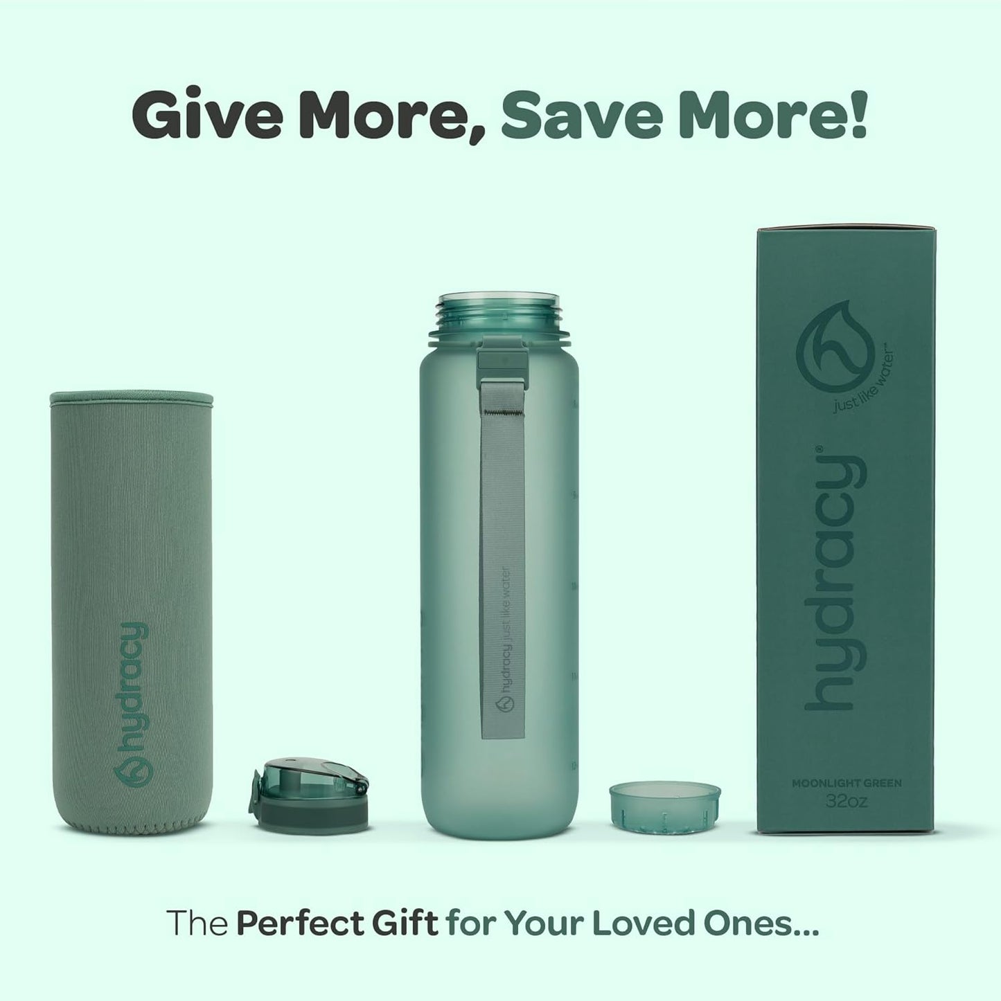 Large BPA-Free Hydracy Water Bottle with Time Marker and Fruit Infuser Strainer - Leak Proof Gym Bottle for Fitness and Outdoors