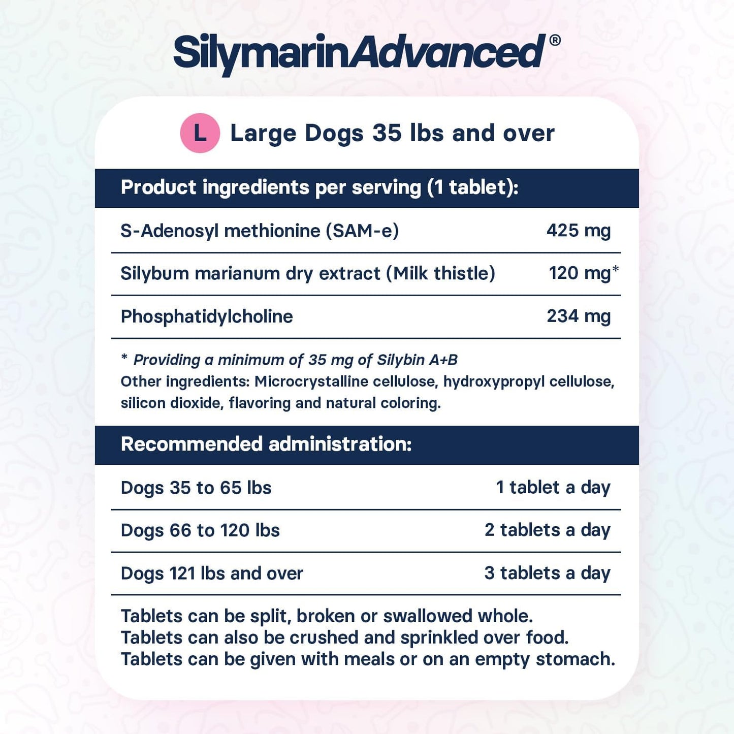Large Dog Liver Health Supplement with Silymarin, S-Adenosylmethionine, and Silybin - 30 Tablets