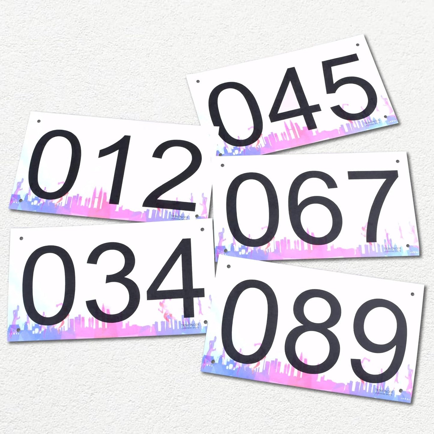 Large Numbered Tyvek Race Bibs with Safety Pins for Marathon Runners - 1-500 - TRIWONDER
