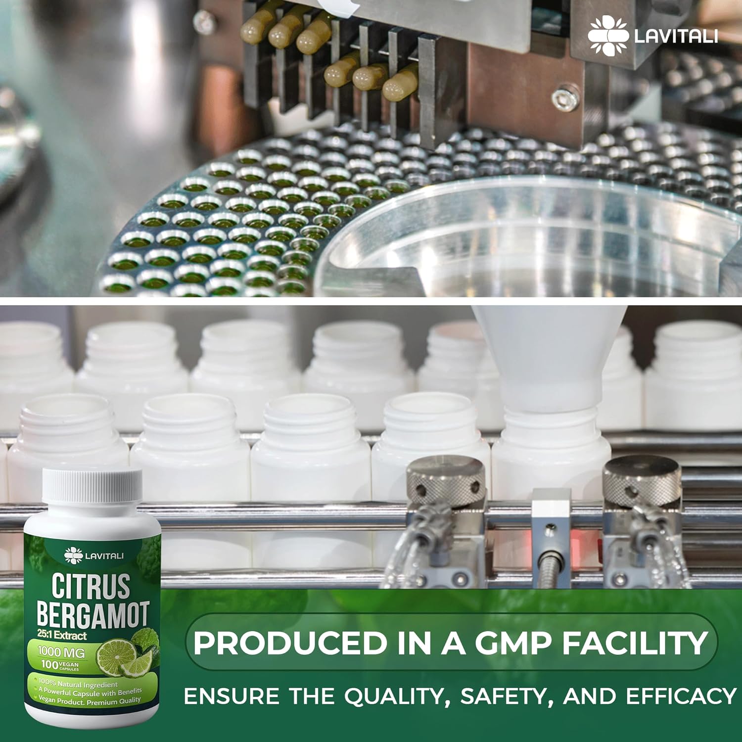 LaVitali Citrus Bergamot Extract Capsules - 100 Veggie Caps, 1000mg, Non-GMO, Gluten-Free, Vegetarian