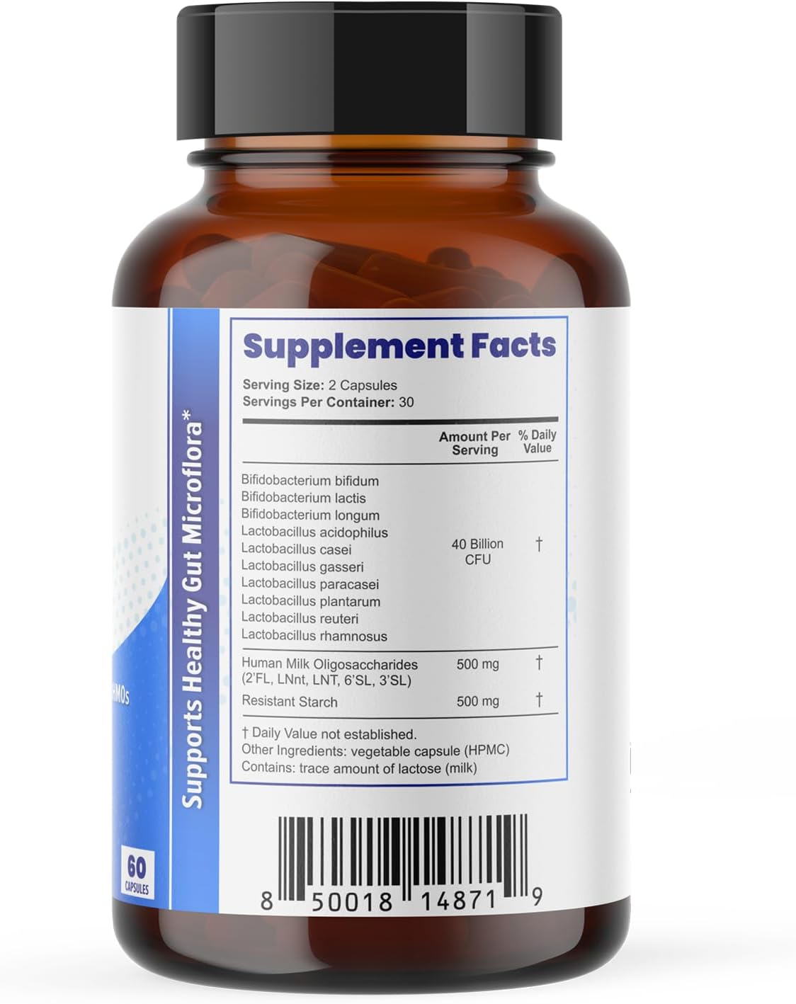 Layer Origin SuperHMO Capsules: Synbiotic Blend with 5 HMO Prebiotics & 40 Billion CFU Probiotics, 60 Count