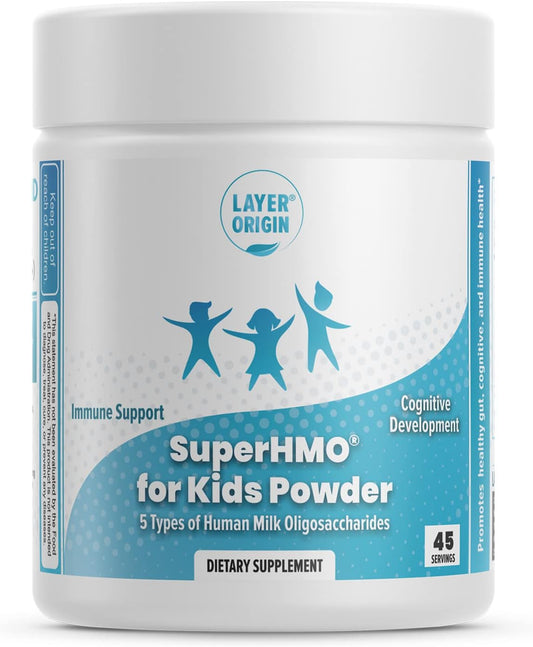 Layer Origin SuperHMO Prebiotic Mix for Kids - 5 HMOs Promoting Gut, Digestion, and Cognitive Health - Powder with 45 Servings